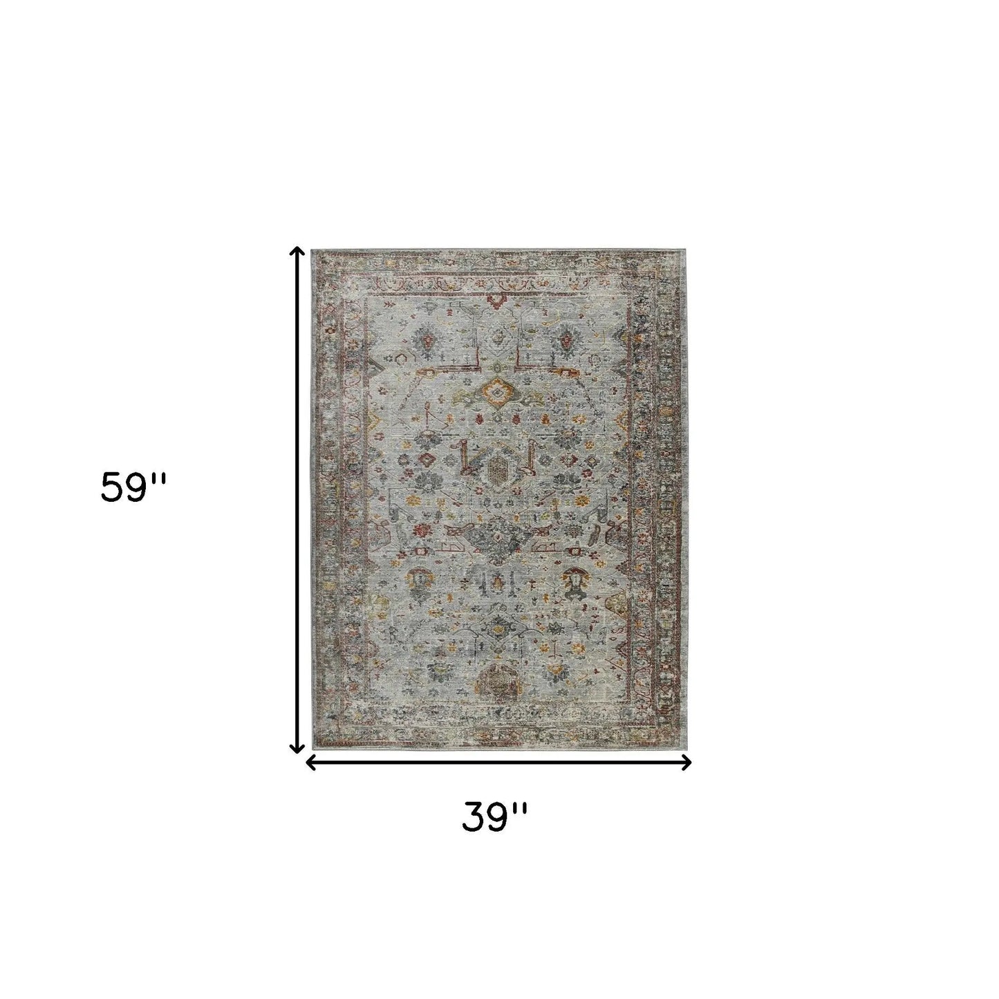 3' X 5' Gray Rust And Brown Medallion Area Rug Homeroots