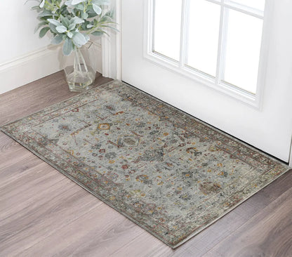 3' X 5' Gray Rust And Brown Medallion Area Rug Homeroots