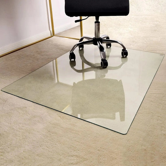Office Chair Mat for Carpet - 36" X 46" Tempered Glass Floor Mat - for Office Chair on Carpet - 1/5" Thick Clear Computer Floor Mat with 4 Anti-Slip Pads-0