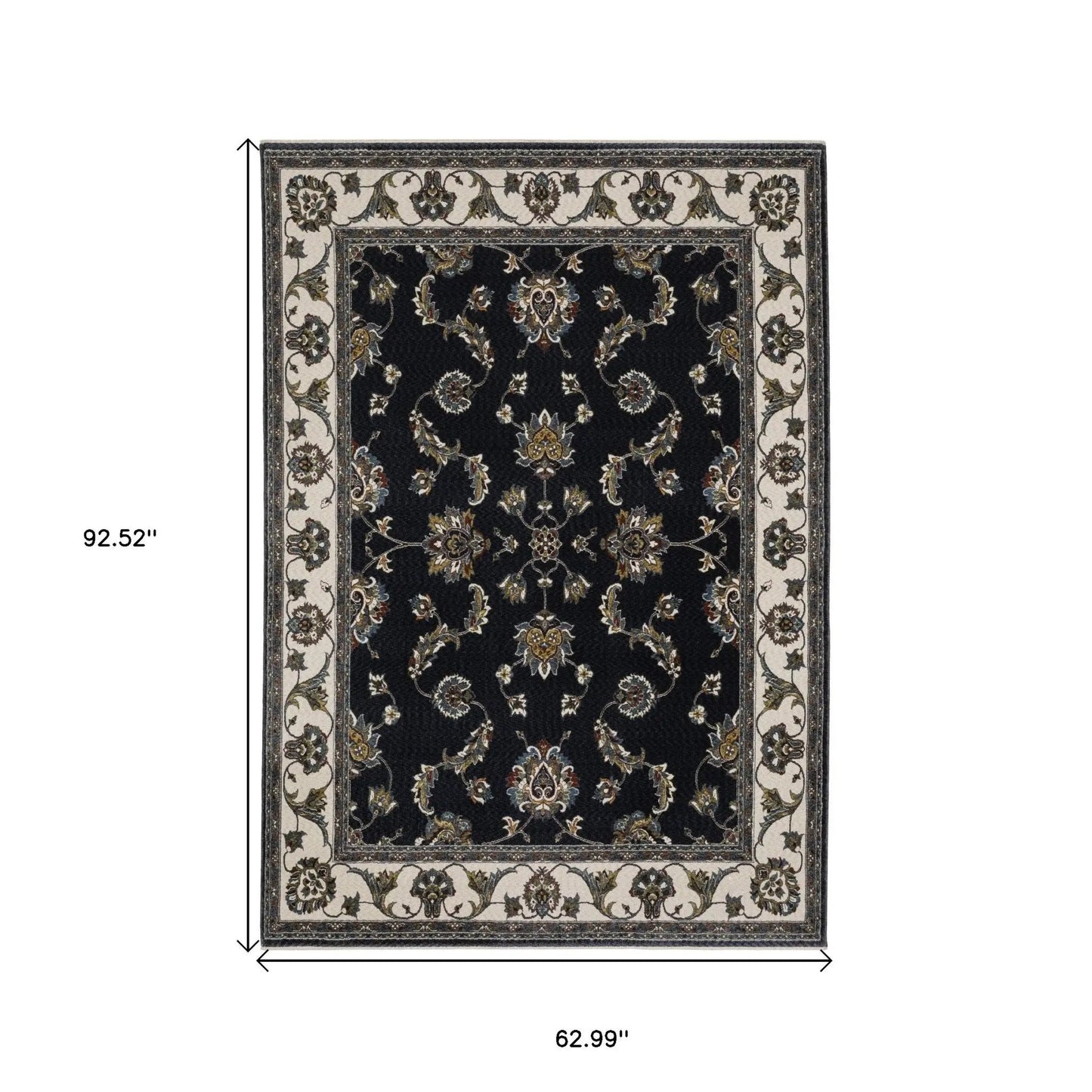 5' X 8' Ivory Oriental Area Rug With Fringe-2