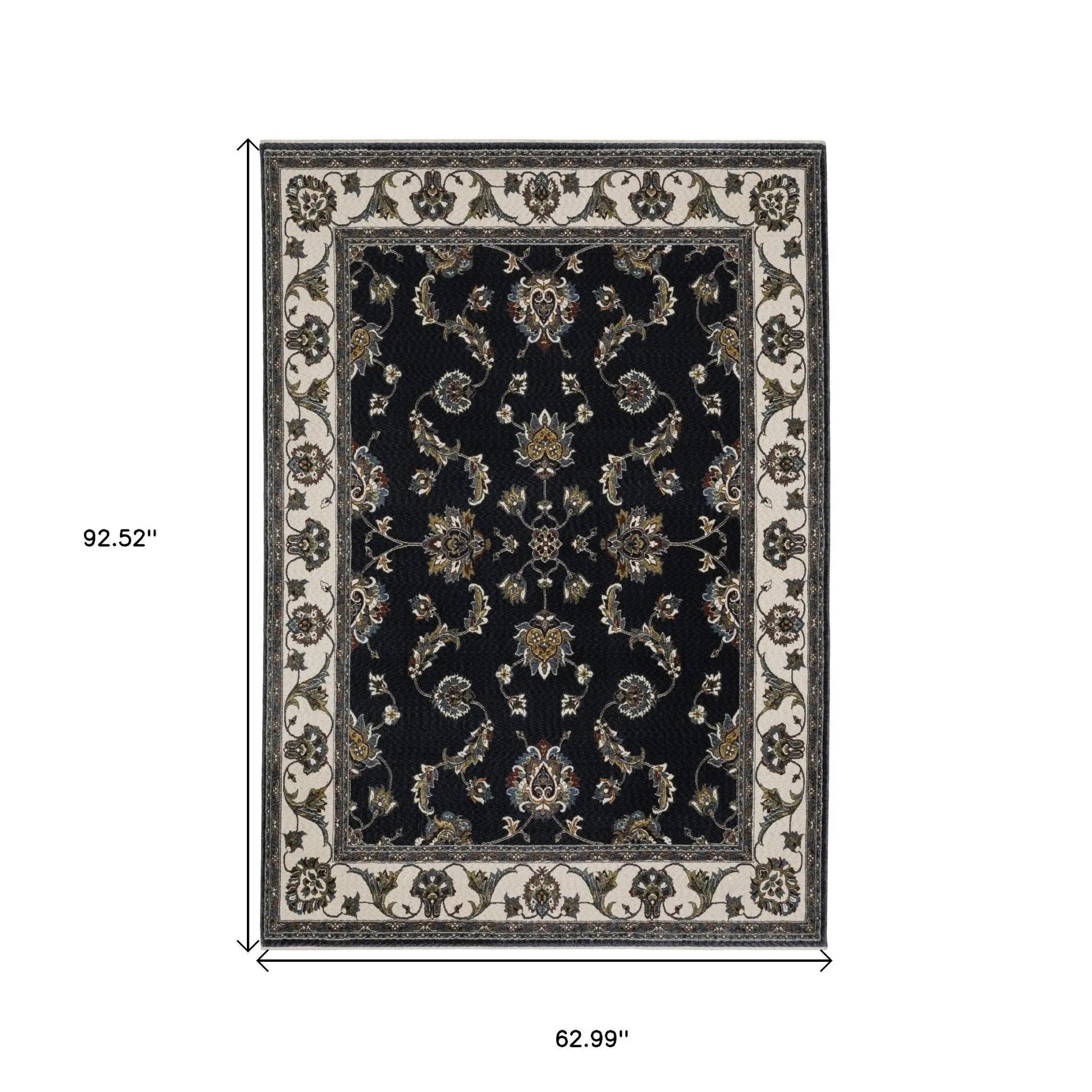 5' X 8' Ivory Oriental Area Rug With Fringe-2