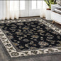 5' X 8' Ivory Oriental Area Rug With Fringe-0