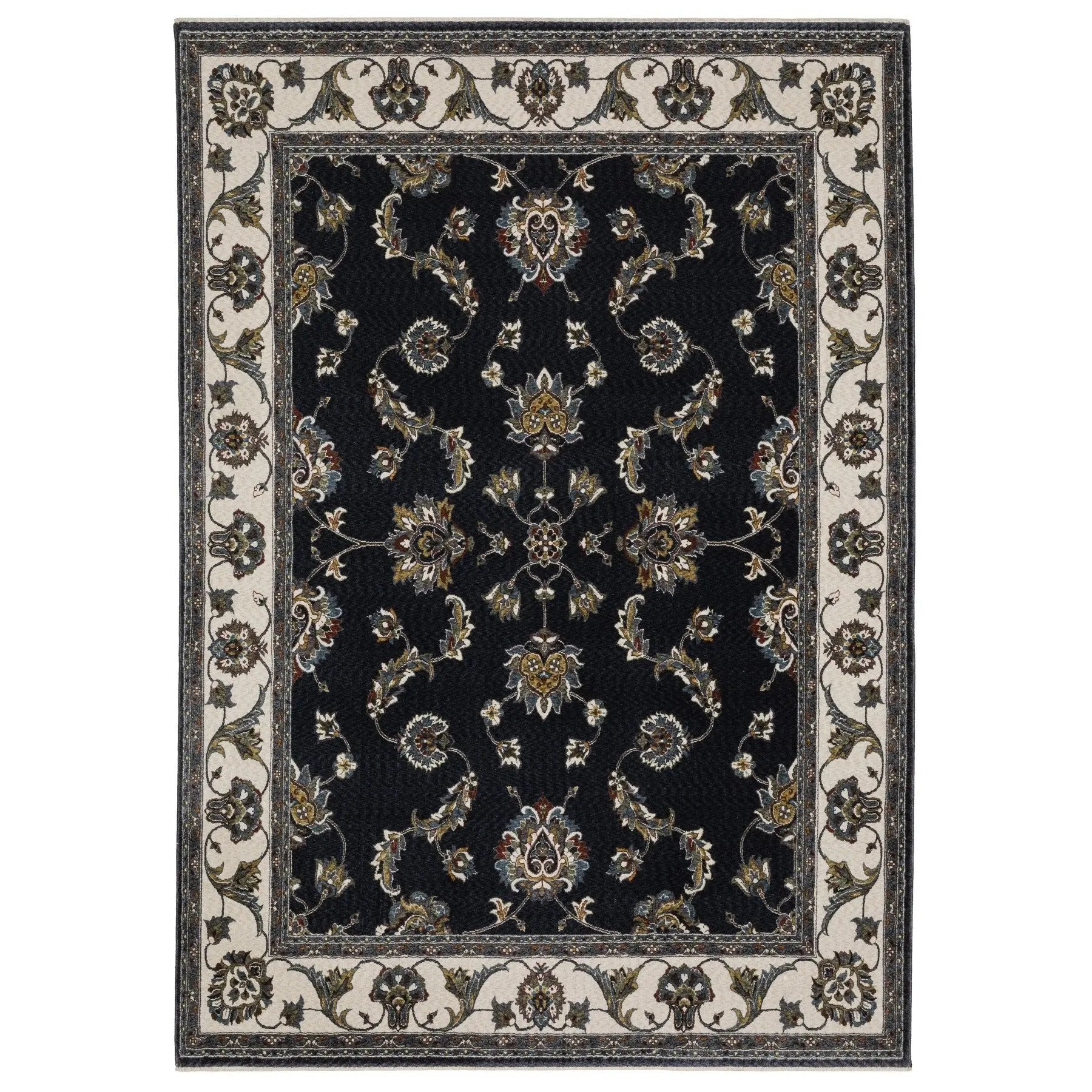 5' X 8' Ivory Oriental Area Rug With Fringe-1