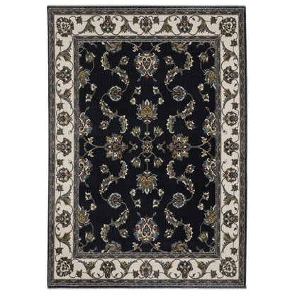 5' X 8' Ivory Oriental Area Rug With Fringe-1