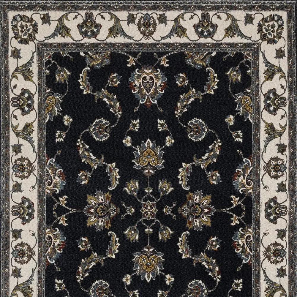 5' X 8' Ivory Oriental Area Rug With Fringe-7