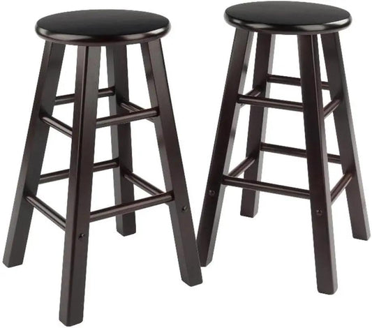 Element 2-Piece 24In Counter Stool Set, Espresso Finish, Solid Wood, Modern Design ShipItFurniture