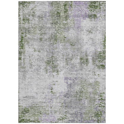 3' X 5' Olive Green And Gray Abstract Washable Indoor Outdoor Area Rug-6
