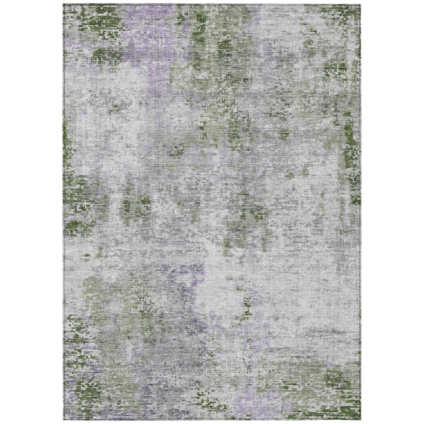 3' X 5' Olive Green And Gray Abstract Washable Indoor Outdoor Area Rug-1