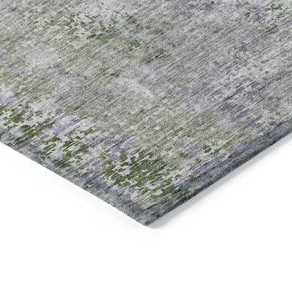 3' X 5' Olive Green And Gray Abstract Washable Indoor Outdoor Area Rug-4