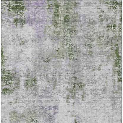 3' X 5' Olive Green And Gray Abstract Washable Indoor Outdoor Area Rug-5