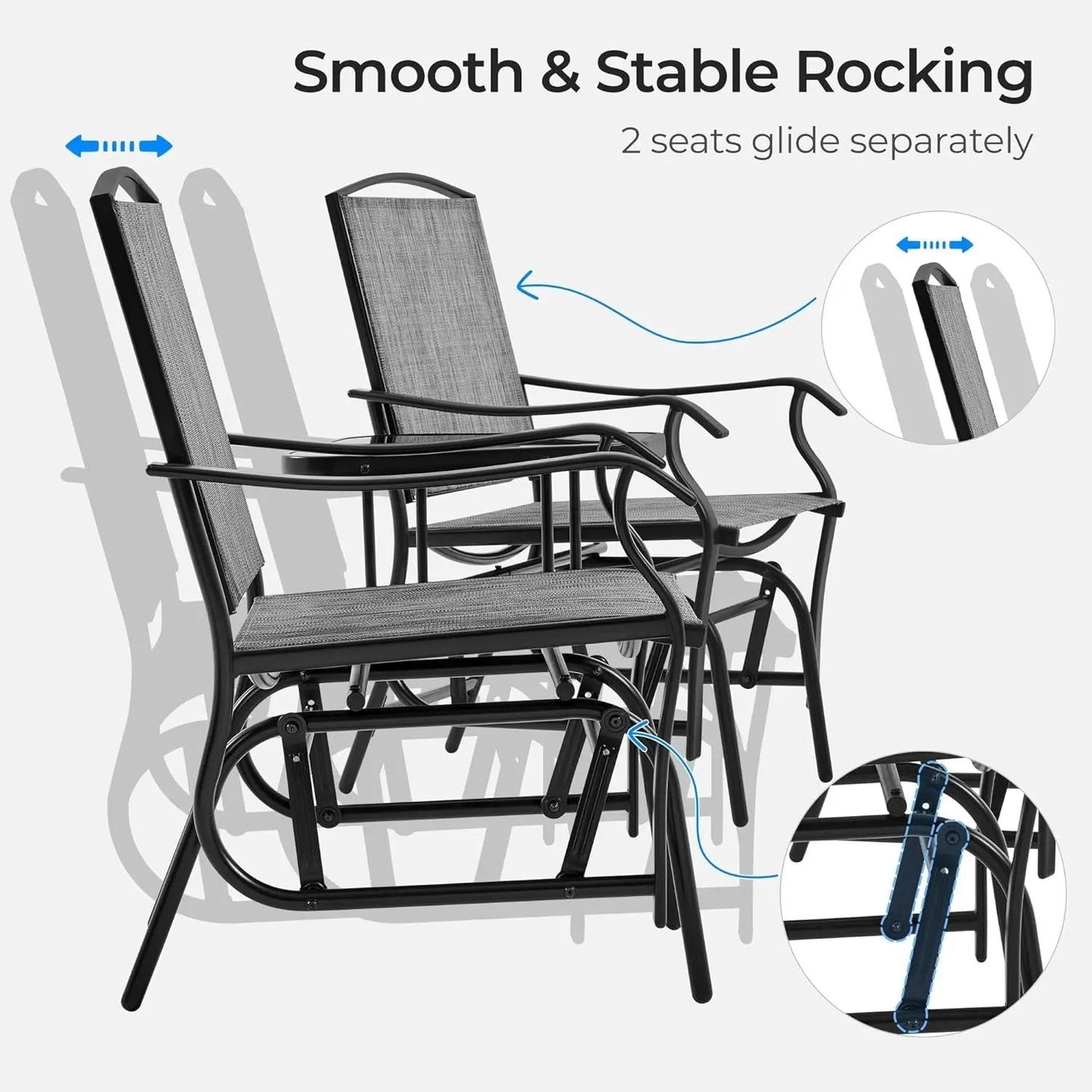 Outdoor Glider Chairs with Breathable Sling Fabric-2