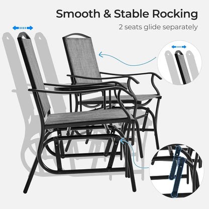 Outdoor Glider Chairs with Breathable Sling Fabric-2