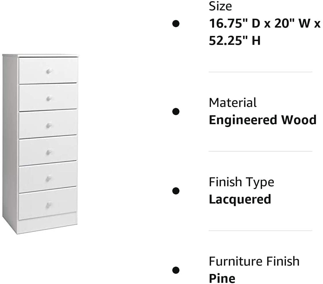 Astrid 6 Drawer Tall Chest for Bedroom ShipItFurniture