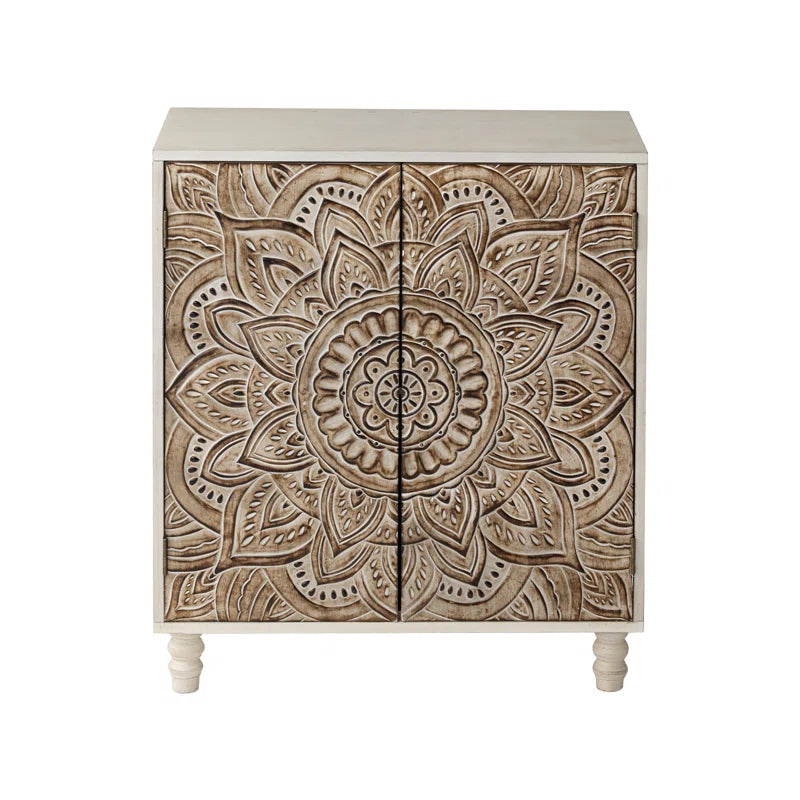 Artisan Crafted Siriah Accent Cabinet With Handcarved Wood-4