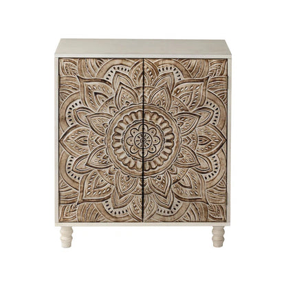 Artisan Crafted Siriah Accent Cabinet With Handcarved Wood-4