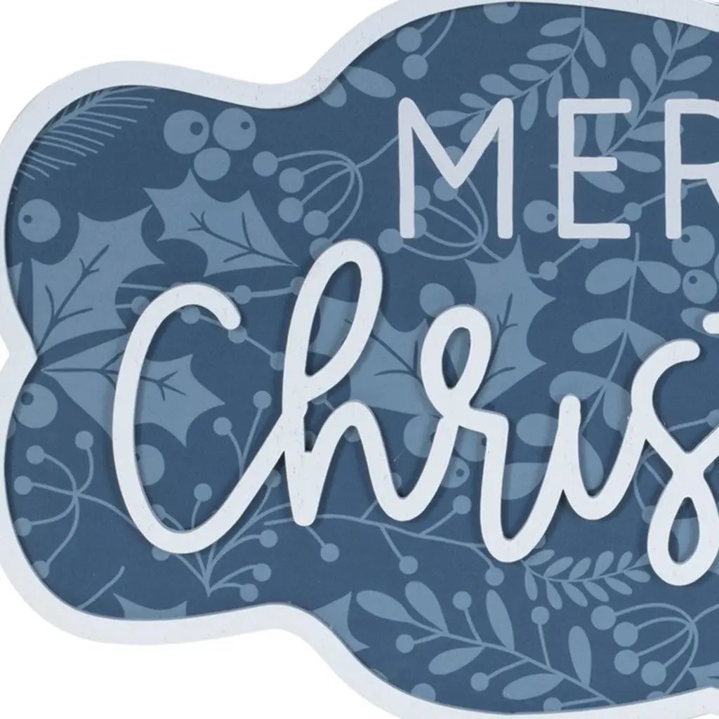 Set of Two Blue And White Christmas Home For The Holidays Wood Wall Decor-5