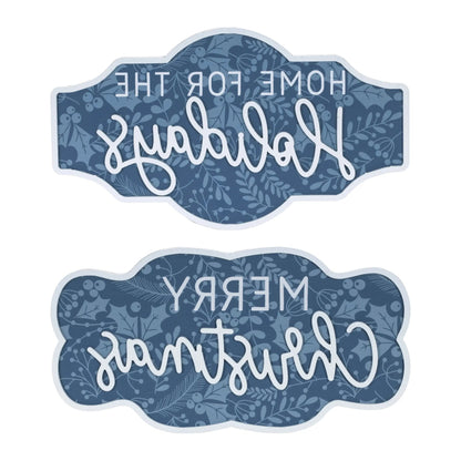 Set of Two Blue And White Christmas Home For The Holidays Wood Wall Decor-4