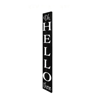 72" Black And White Solid Wood Hello There Porch Sign-2