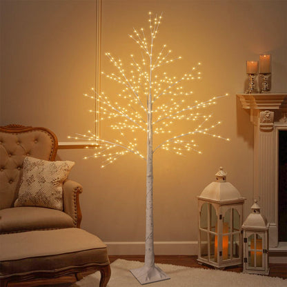 6FT Artificial Birch Tree With Light-0