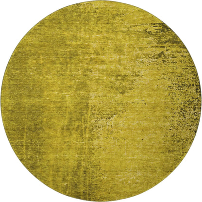 8' Gold And Gray Abstract Washable Round Rug With UV Protection-4
