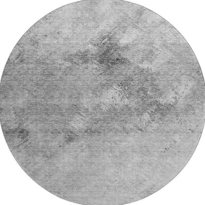 8' Silver And Gray Abstract Washable Round Rug With UV Protection-3