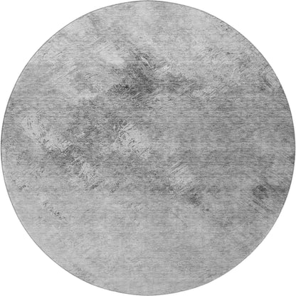 8' Silver And Gray Abstract Washable Round Rug With UV Protection-4