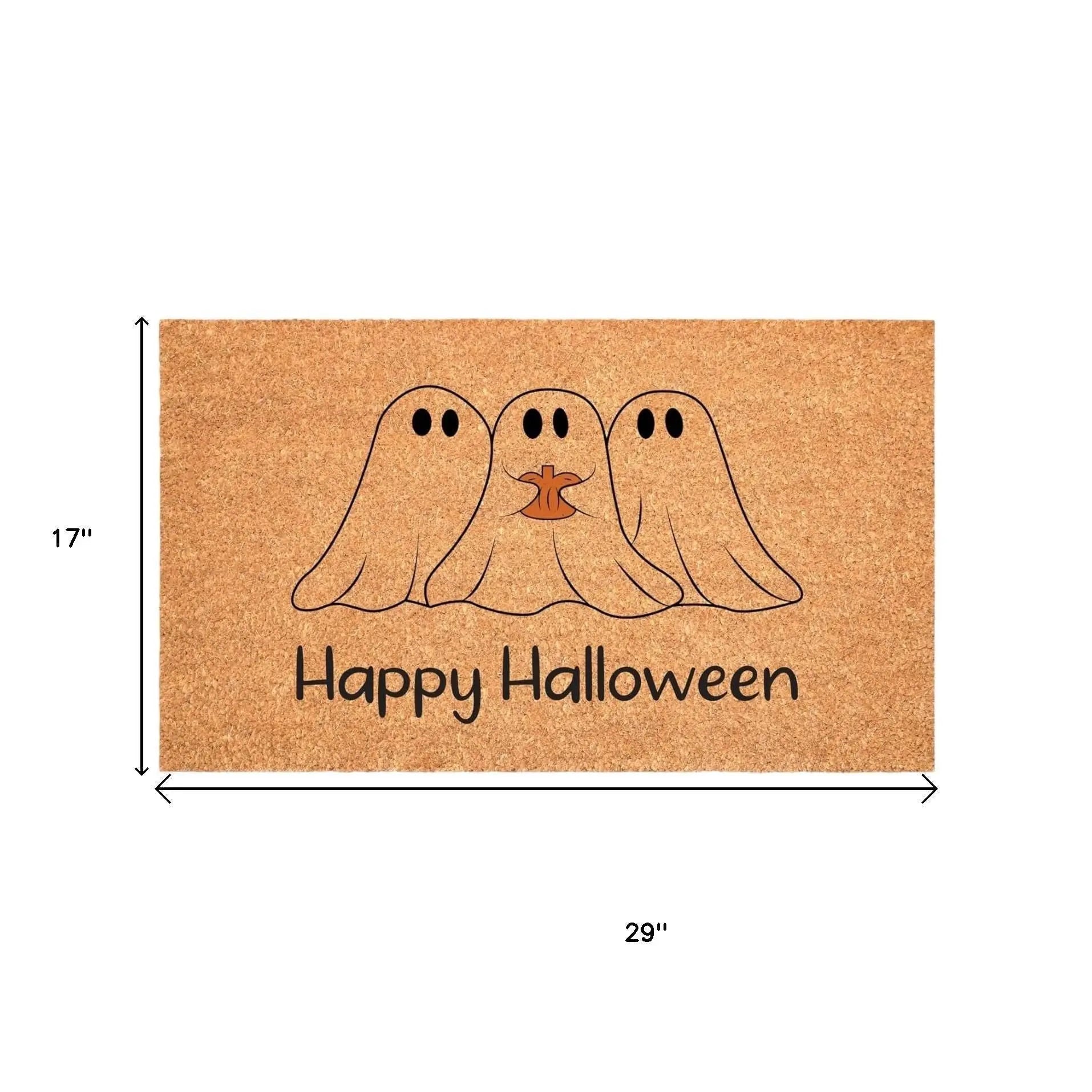 17" X 29" Black And Natural Halloween Halloween Happy Halloween Outdoor Coir Door Mat Homeroots