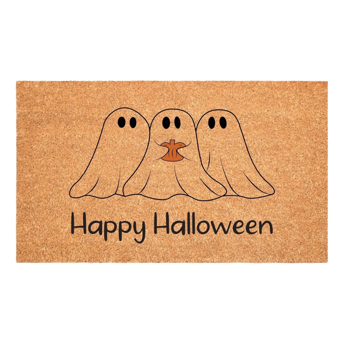 17" X 29" Black And Natural Halloween Halloween Happy Halloween Outdoor Coir Door Mat Homeroots