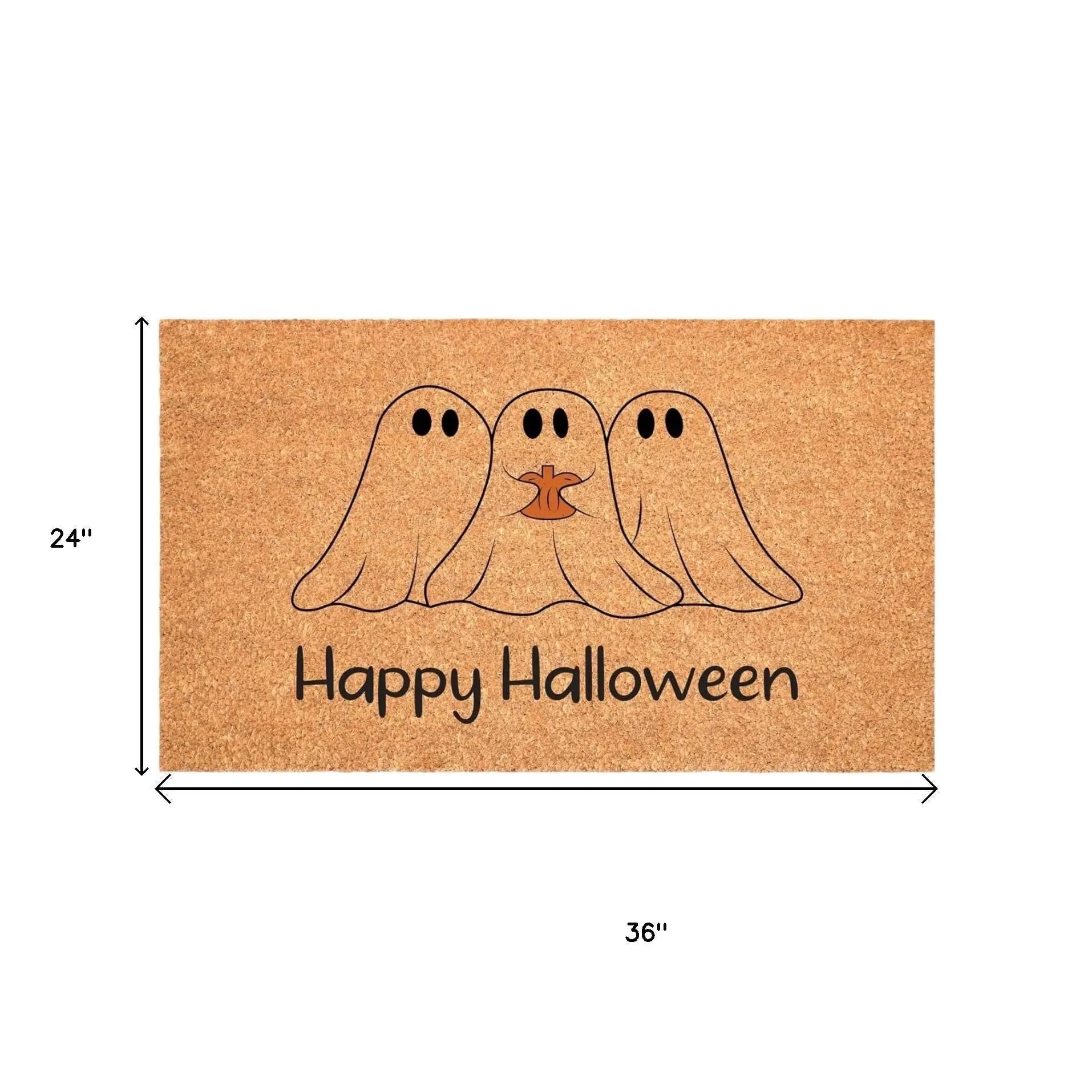 24" X 36" Black And Natural Halloween Halloween Happy Halloween Outdoor Coir Door Mat Homeroots