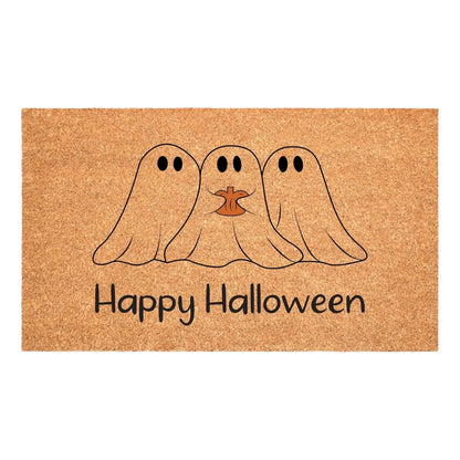 24" X 36" Black And Natural Halloween Halloween Happy Halloween Outdoor Coir Door Mat Homeroots
