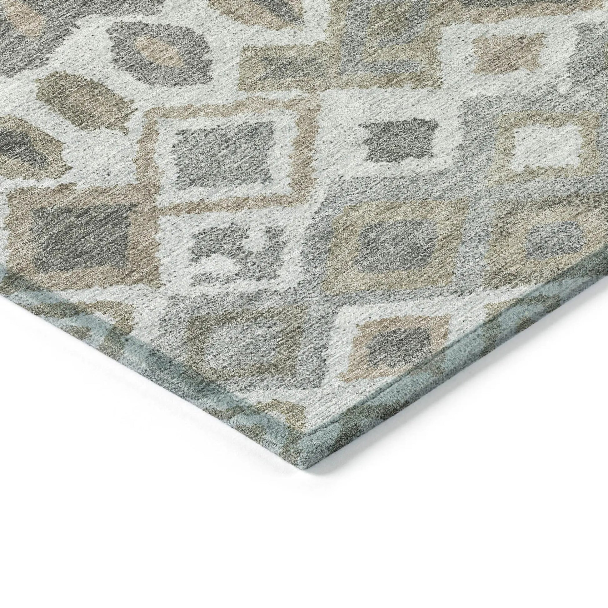8' X 10' Pewter Ivory And Tan Geometric Washable Indoor Outdoor Area Rug-6