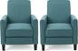Emmie Fabric Recliner (Set of 2), Dark Teal, Dark Brown-0