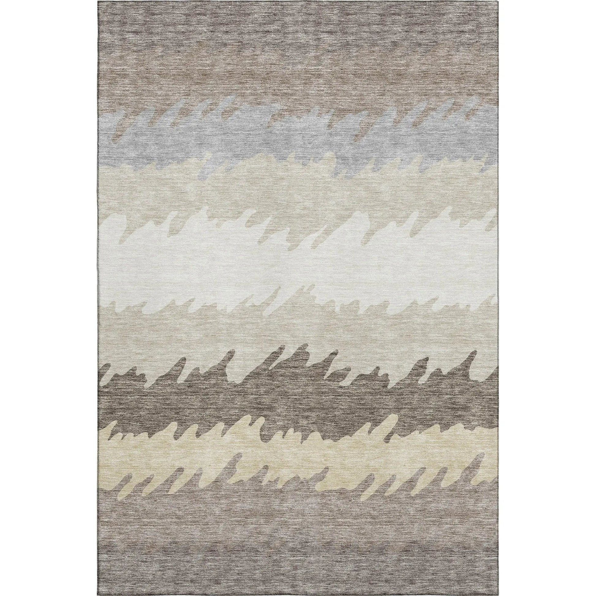 8' X 10' Taupe Gray And Beige Striped Washable Area Rug With UV Protection-0