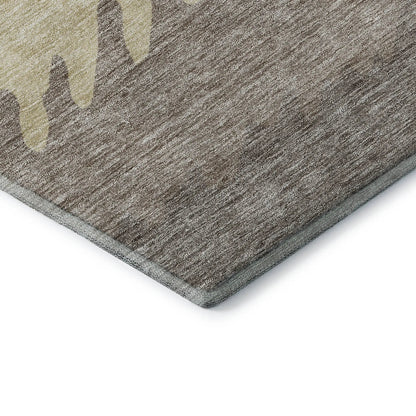 8' X 10' Taupe Gray And Beige Striped Washable Area Rug With UV Protection-6