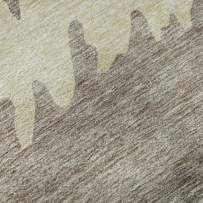 8' X 10' Taupe Gray And Beige Striped Washable Area Rug With UV Protection-8