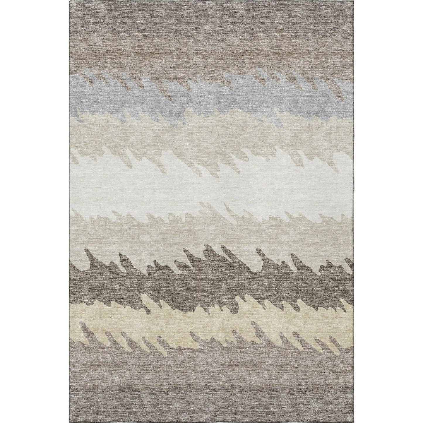 8' X 10' Taupe Gray And Beige Striped Washable Area Rug With UV Protection-2