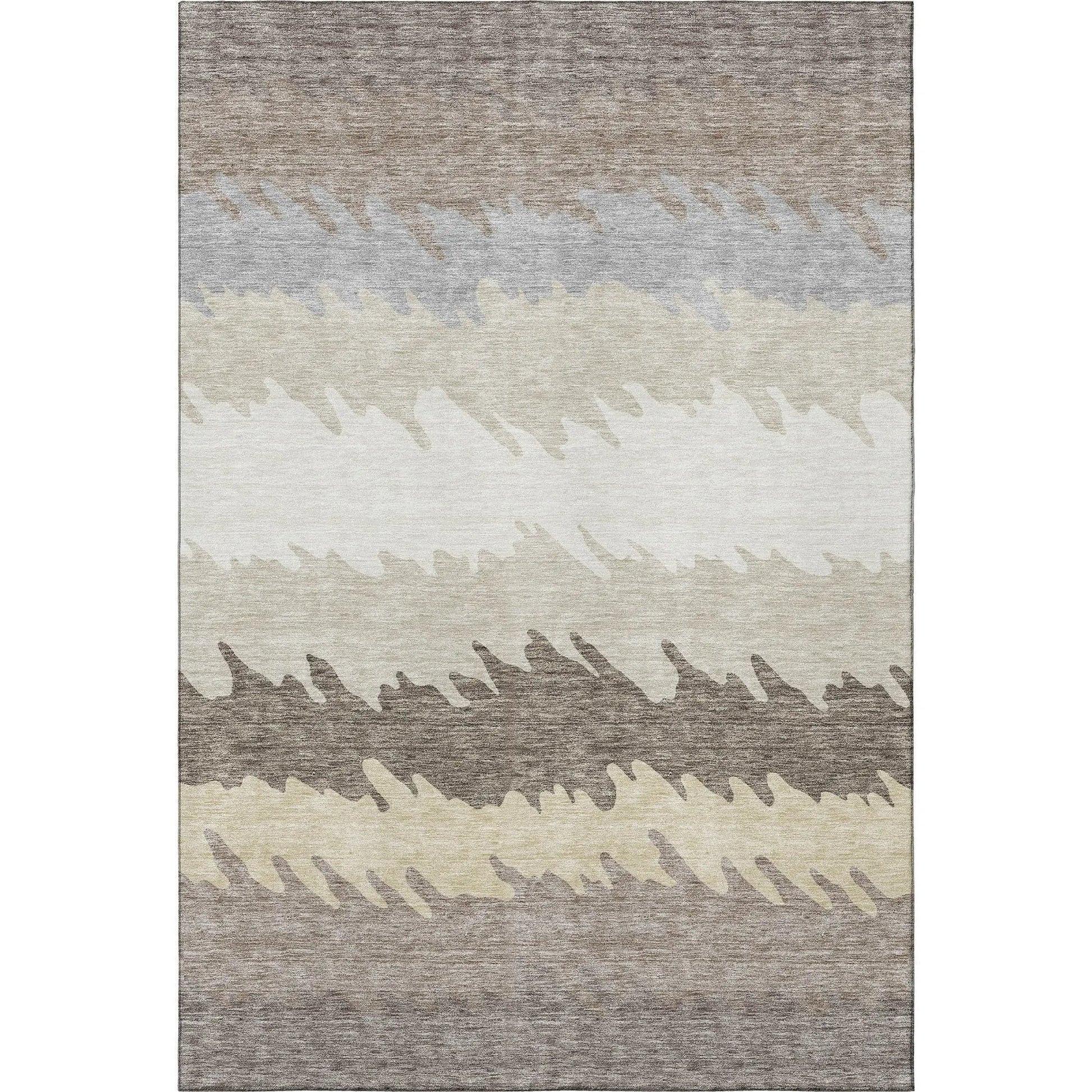 8' X 10' Taupe Gray And Beige Striped Washable Area Rug With UV Protection-2