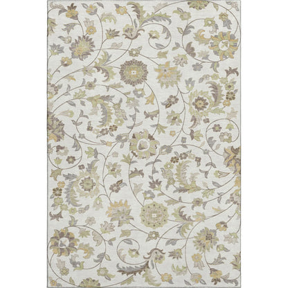 8' X 10' Ivory Copper And Gray Floral Washable Area Rug With UV Protection Homeroots