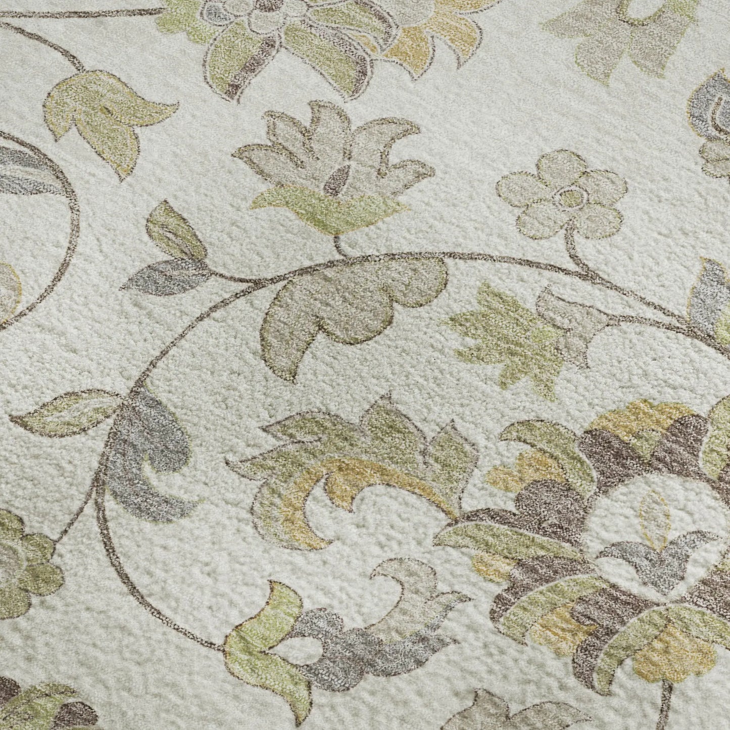 8' X 10' Ivory Copper And Gray Floral Washable Area Rug With UV Protection Homeroots