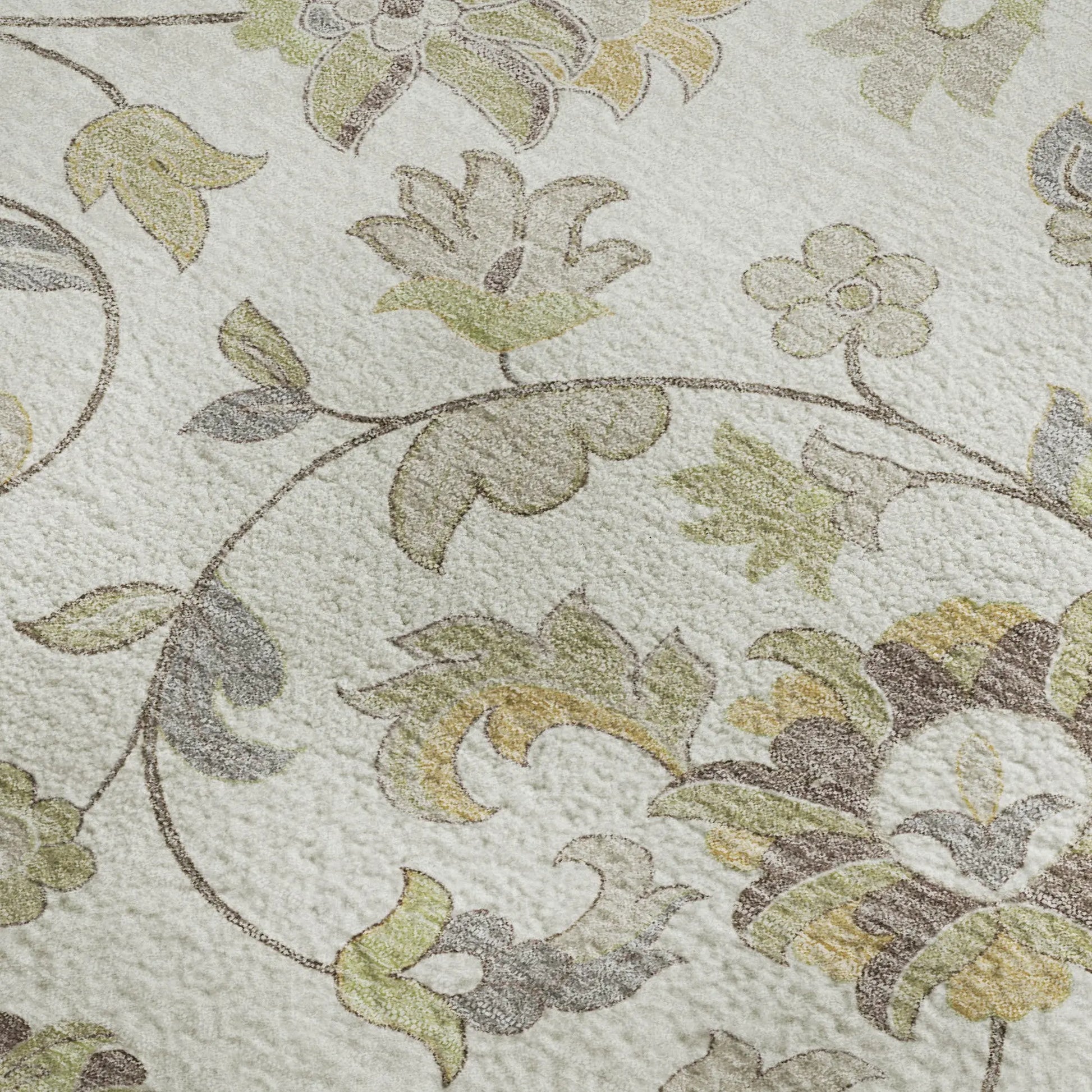 8' X 10' Ivory Copper And Gray Floral Washable Area Rug With UV Protection Homeroots