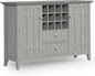 Fog Grey Solid Wood Transitional Sideboard Buffet and Wine Rack-0