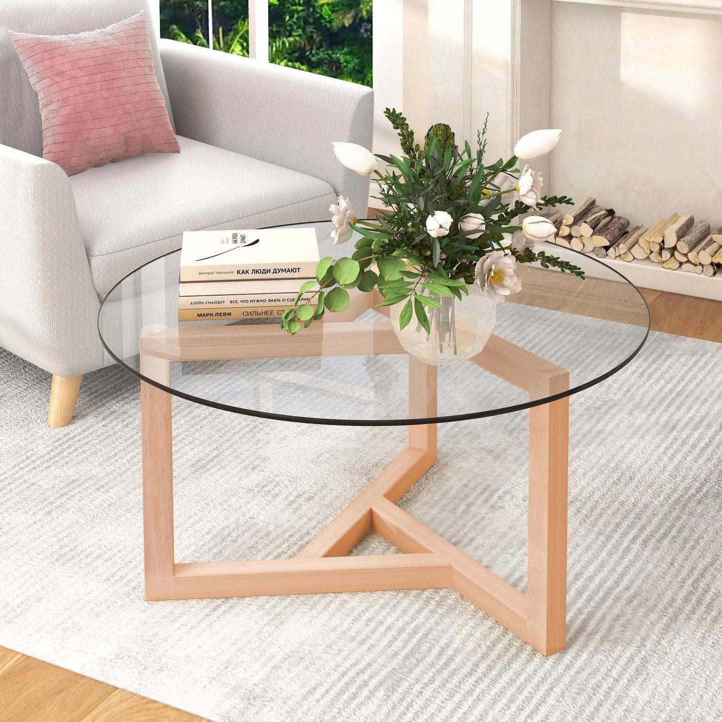 Round Glass Modern Coffee Table G-BlakHom