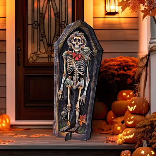 Halloween Skeleton Coffin Freestanding Decor - Halloween Garden Decor by G. Debrekht - Halloween Decor- 8652797F G. DeBrekht