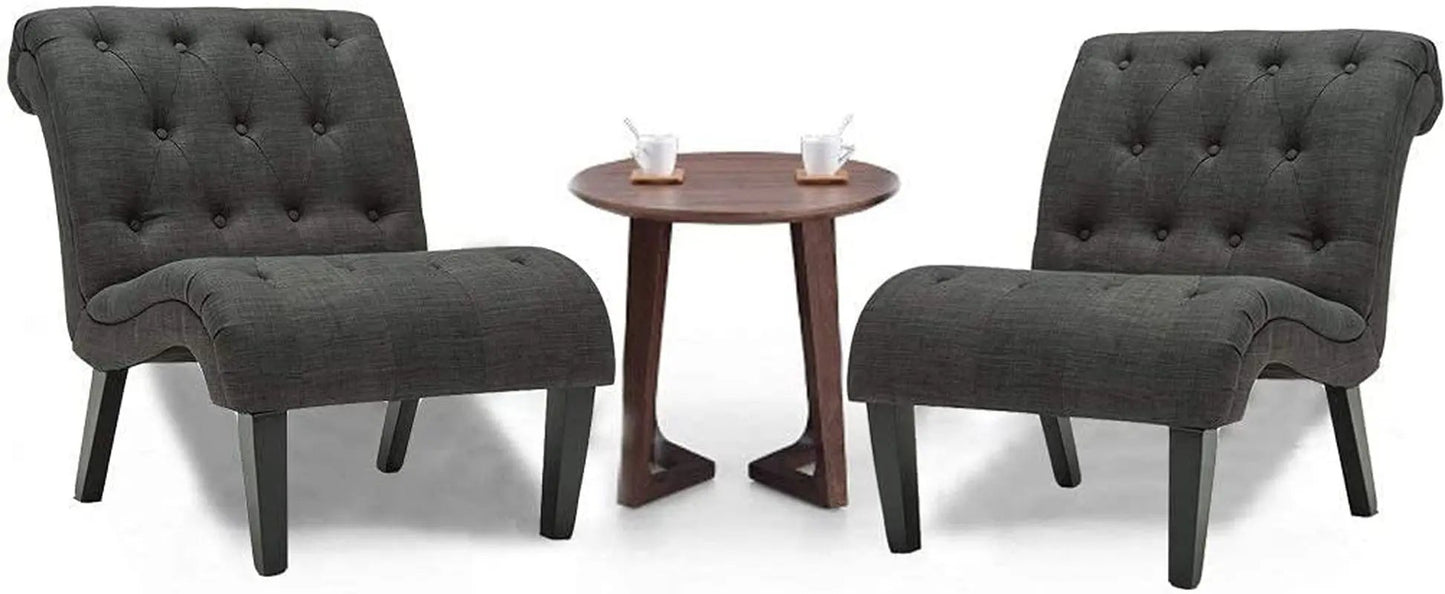 Set of 2 Button Tufted Slipper Chairs ShipItFurniture