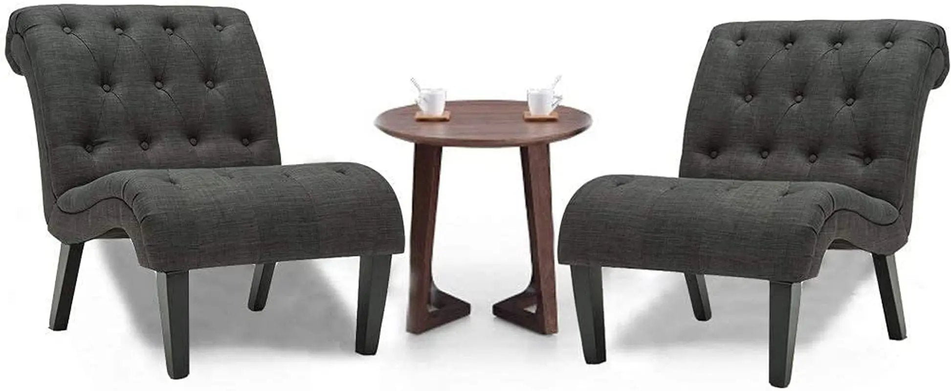 Set of 2 Button Tufted Slipper Chairs ShipItFurniture