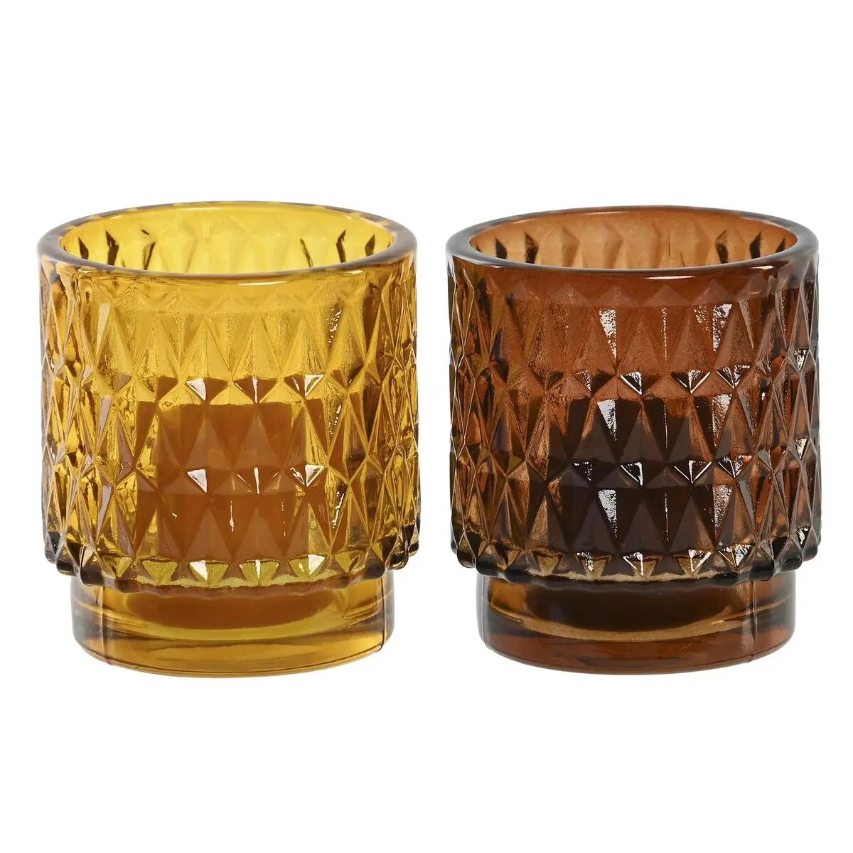 Candle Set DKD Home Decor Brown Mustard (2 Units) DKD Home Decor