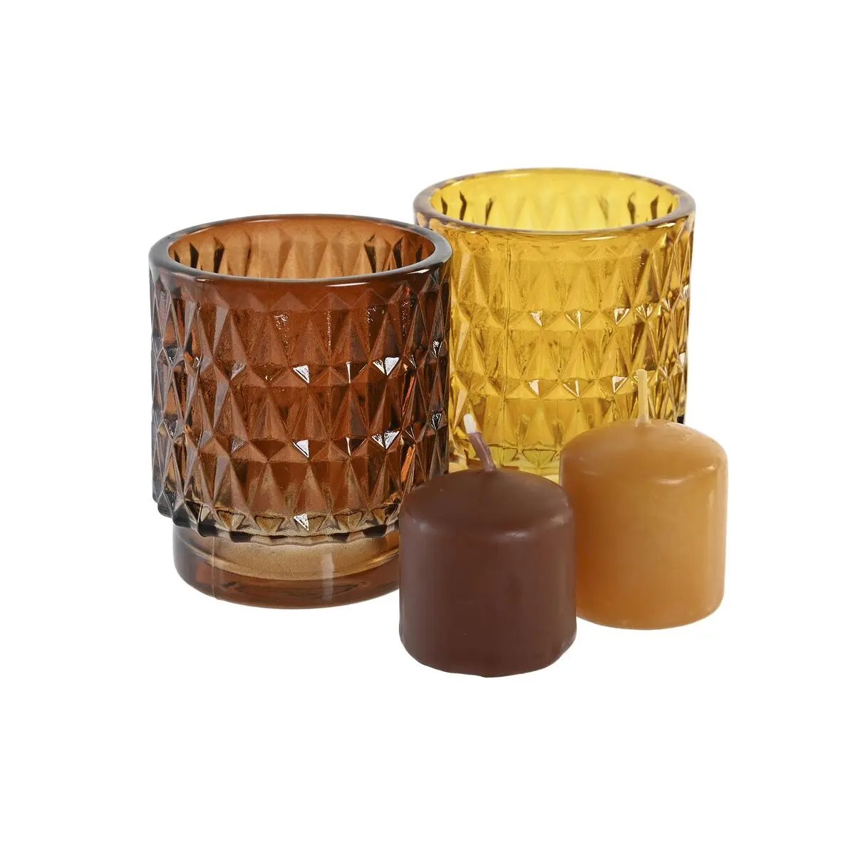 Candle Set DKD Home Decor Brown Mustard (2 Units) DKD Home Decor