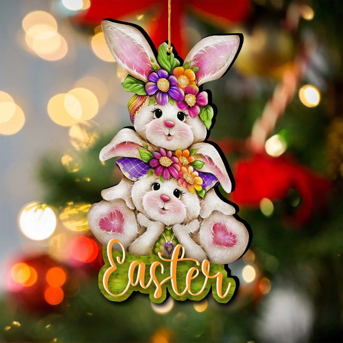 Handcrafted Easter Tree Decor - Easter Bunny Wooden Ornaments - Spring Home Decorations by J. Mills-Price - 8652829-3