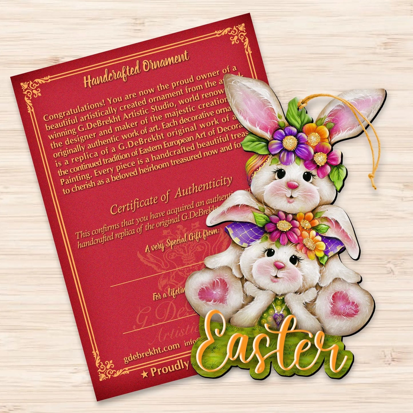 Handcrafted Easter Tree Decor - Easter Bunny Wooden Ornaments - Spring Home Decorations by J. Mills-Price - 8652829-1