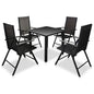 vidaXL 5 Piece Patio Dining Set with Folding Chairs Aluminum Black VidaXL